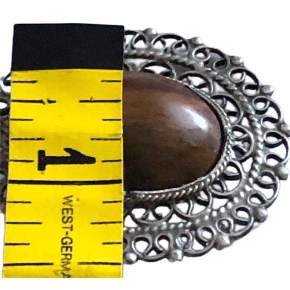 Vintage Jose Luis Flores JLF 925 Sterling Silver Taxco Petrified Wood Brooch - Picture 4 of 7
